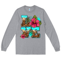 Heather Grey love summer with flowers Long Sleeve Tee - AdoDesignShop