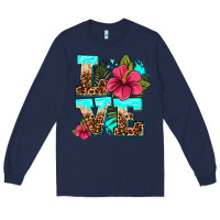Navy love summer with flowers Long Sleeve Tee - AdoDesignShop