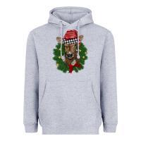 Heather Grey christmas wreath baby calf Heavyweight Hoodie - BarkalooDesign