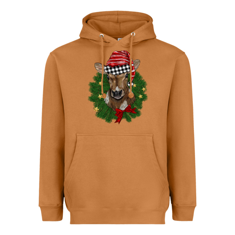 Christmas Wreath Baby Calf Heavyweight Hoodie by BarkalooDesign | Teevron