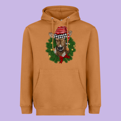 Christmas Wreath Baby Calf Heavyweight Hoodie Designed By Barkaloodesign