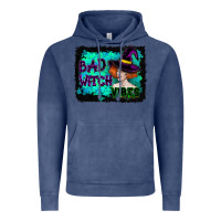 Vintage Denim Halloween Bad Witch Vibes Watercolor Vintage Hoodie - RanaPortraitStore