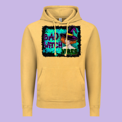 Vintage Hoodie Halloween Bad Witch Vibes Watercolor