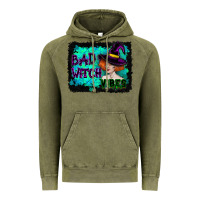 Vintage Olive Halloween Bad Witch Vibes Watercolor Vintage Hoodie - RanaPortraitStore