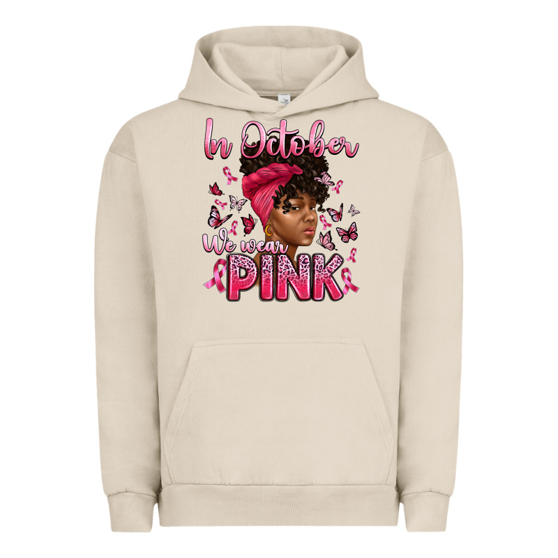 In October We Wear Pink With Afro Woman Urban Hoodie by Artiststas | Teevron