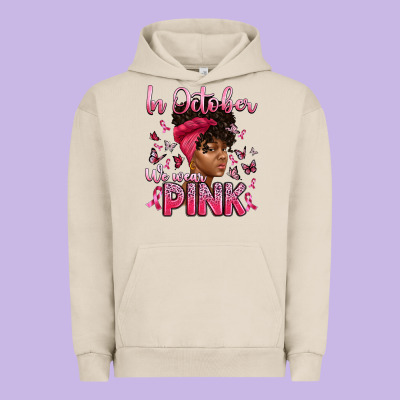 In October We Wear Pink With Afro Woman Urban Hoodie Designed By Artiststas