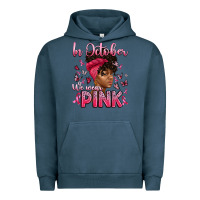 Pigment Midnight Navy in october we wear pink with afro woman Urban Hoodie - Artiststas