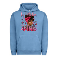 Pigment Pebble Blue in october we wear pink with afro woman Urban Hoodie - Artiststas