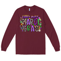 Burgundy little miss mardi gras Long Sleeve Tee - RacoonDesign