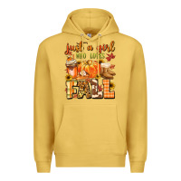 Antique Gold just a girl who loves fall Premium Hoodie - MaliasSmallBusiness
