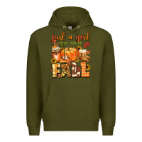 Army Green just a girl who loves fall Premium Hoodie - MaliasSmallBusiness