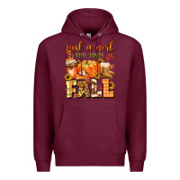 Burgundy just a girl who loves fall Premium Hoodie - MaliasSmallBusiness