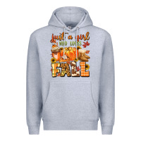 Heather Grey just a girl who loves fall Premium Hoodie - MaliasSmallBusiness