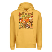 Mustard just a girl who loves fall Premium Hoodie - MaliasSmallBusiness