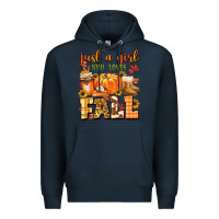 Navy just a girl who loves fall Premium Hoodie - MaliasSmallBusiness