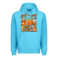 Ocean Blue just a girl who loves fall Premium Hoodie - MaliasSmallBusiness
