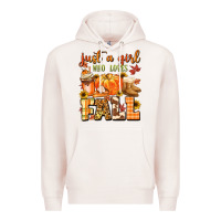 Pale Pink just a girl who loves fall Premium Hoodie - MaliasSmallBusiness