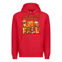 Red just a girl who loves fall Premium Hoodie - MaliasSmallBusiness