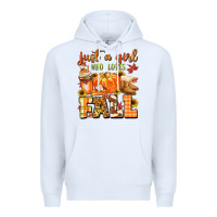 White just a girl who loves fall Premium Hoodie - MaliasSmallBusiness