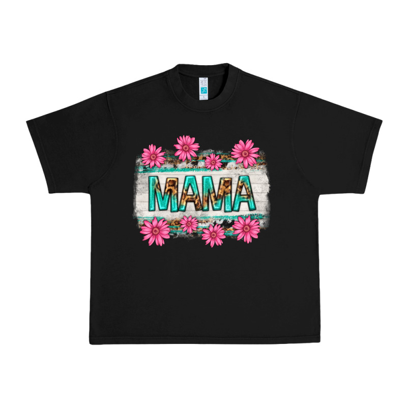 Mama Leopard With Turquoise Background Urban Heavy Tee by texasbilliewilder | Teevron