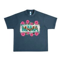 Midnight Navy mama leopard with turquoise background Urban Heavy Tee - texasbilliewilder