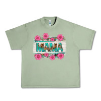 Oil Green mama leopard with turquoise background Urban Heavy Tee - texasbilliewilder