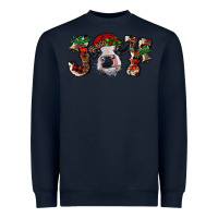 Navy Christmas Joy Heifer Cow Heavyweight Sweatshirt - RanaPortraitStore