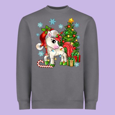 Christmas Unicorn Heavyweight Sweatshirt Designed By Zillion Design Studio