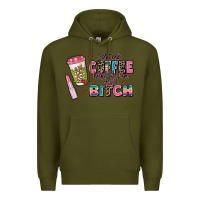 Army Green i pretend coffee helps but im still a bitch Premium Hoodie - MaliasSmallBusiness