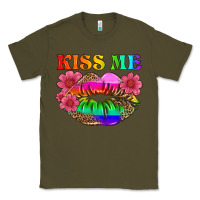 Army Green lgbtq kiss me Classic Tee - HRA Design Shop