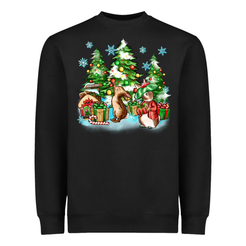 Christmas Rabbits Heavyweight Sweatshirt by Zillion Design Studio | Teevron