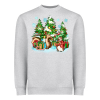 Heather Grey christmas rabbits Heavyweight Sweatshirt - Zillion Design Studio