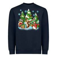 Navy christmas rabbits Heavyweight Sweatshirt - Zillion Design Studio