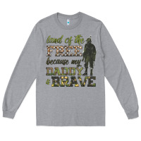 Heather Grey land of the free because my daddy is brave Long Sleeve Tee - HRA Design Shop