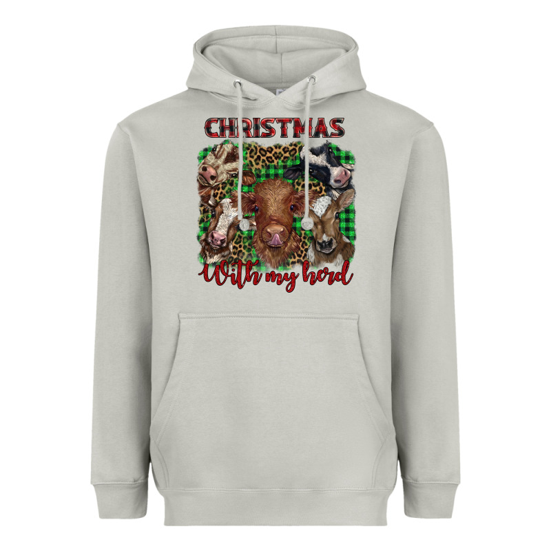 Christmas With My Herd Cows Heavyweight Hoodie by BarkalooDesign | Teevron