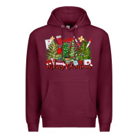 Burgundy merry christmas nurse trees Premium Hoodie - MaliasSmallBusiness