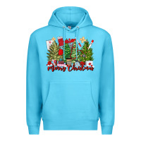 Ocean Blue merry christmas nurse trees Premium Hoodie - MaliasSmallBusiness