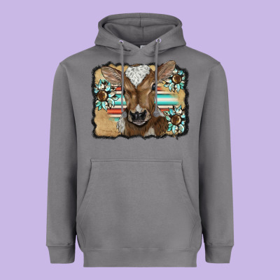 Western Wreath Baby Calf Heavyweight Hoodie Designed By Barkaloodesign