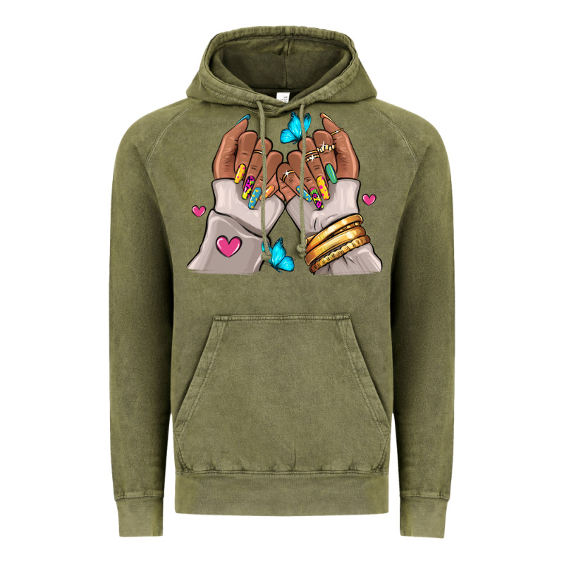Afro Woman Nail Art Vintage Hoodie by RanaPortraitStore | Teevron