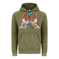 Vintage Olive Afro woman nail art Vintage Hoodie - RanaPortraitStore