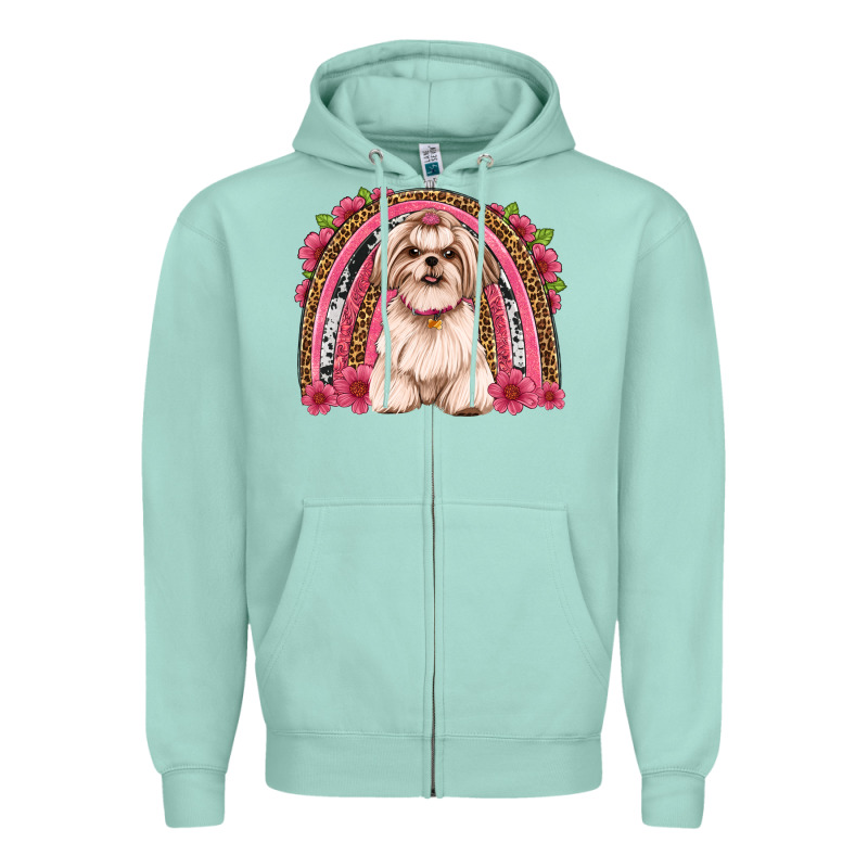 Shih Tzu Floral Rainbow Zipper Hoodie by JahusDesignShop | Teevron
