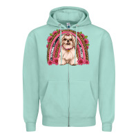 Seafoam shih tzu floral rainbow Zipper Hoodie - JahusDesignShop