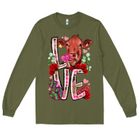 Army Green love cow valentine Long Sleeve Tee - RacoonDesign