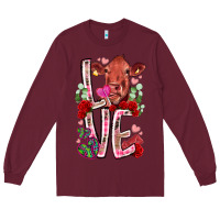 Burgundy love cow valentine Long Sleeve Tee - RacoonDesign