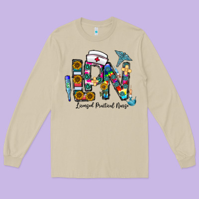 Lpn Licensed Practial Nurse Long Sleeve Tee Designed By Cowhidedigitalart