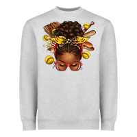 Heather Grey softball afro messy bun Heavyweight Sweatshirt - texasbilliewilder