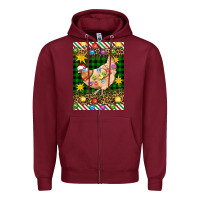 Burgundy Christmas Chicken Zipper Hoodie - Artiststas