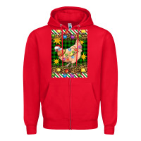 Red Christmas Chicken Zipper Hoodie - Artiststas