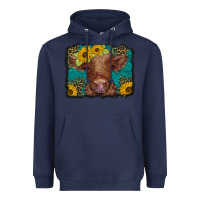 Navy western leopard buffalo plaid baby highland cow Heavyweight Hoodie - BarkalooDesign