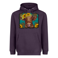 Plum western leopard buffalo plaid baby highland cow Heavyweight Hoodie - BarkalooDesign